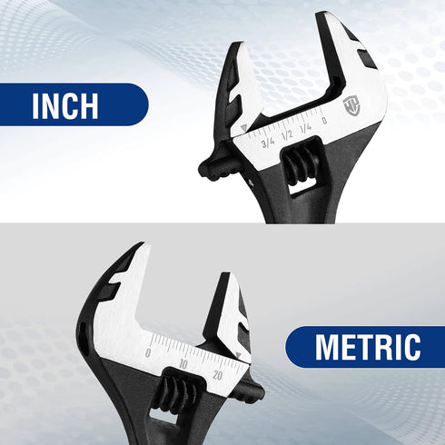 WORKPRO 6" Adjustable Wrench, Black Oxide Wrench 6 Inch with Inch/Metric Scale, Premium Cr-V Steel...