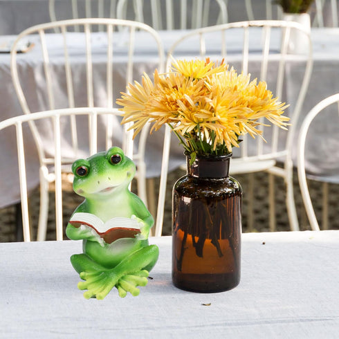 Frog Statue,Resin Decor,Fairy Garden Outdoor Decoration,Frog Reading Book Figurine,Crafts for Home Office Bathroom...