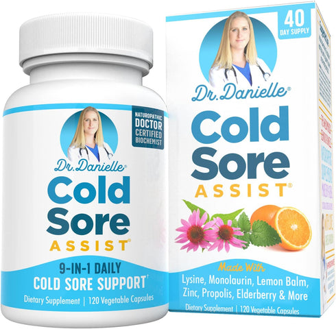 Best Cold Sore Supplement with Lysine and Lemon Balm - Dr. Danielle Cold Sore Assist - 120 Capsules...