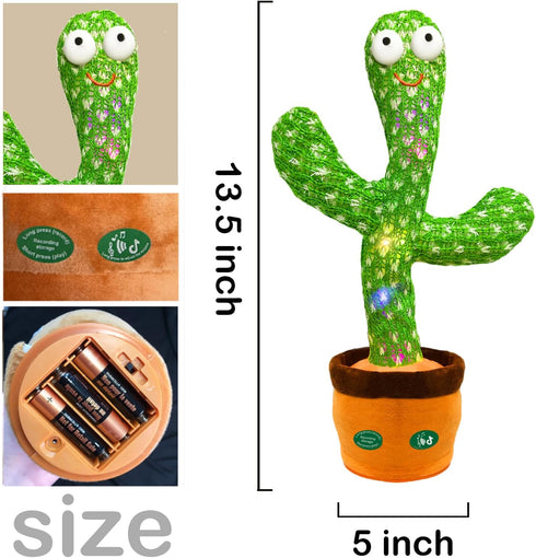 Dancing Talking Cactus Toy, Cactus Baby Toy Singing Mimicking Repeating Recording Cactus Toy, Silly Sunny The Cactus with 3xAA Battery...