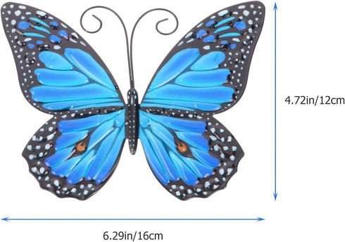 LIOOBO Large Metal Butterfly Wall Art Outdoor Decor 3D Butterflies Wall Sculpture Hanging Decor for Home Yard Patio Garden Decoration Blue...