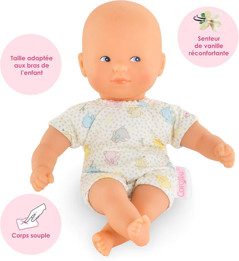 Corolle Mini Calin Bunnies Baby Doll - Small 8" Soft Body with Blue Eyes and Bunny Pattern Outfit, Vanilla-Scented, Easy to Hold - for Kids Ages 1...