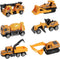 Construction Truck Toys, 6Pcs Mini Engineer Car Toys Small Construction Vehicle Bulldozer Roller Excavator Cement Mixer Truck Dump Tractor Cake To...