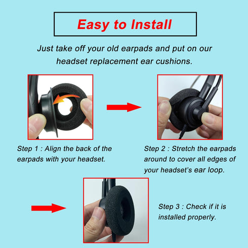 Ear Pads for Jabra Headset, Foam Ear Cushions Replacement Headphone Covers for Jabra PRO 920 930 9470 9400BS GN2000 Biz 1500 1900 2300 2400II Plan...
