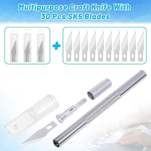 Anezus Exacto Knife Hobby Cutter with A4 Self Healing Cutting Mat Hobby Knife Set with 30 PCS Exacto Blades Precision Art Knife for Crafts Paper S...