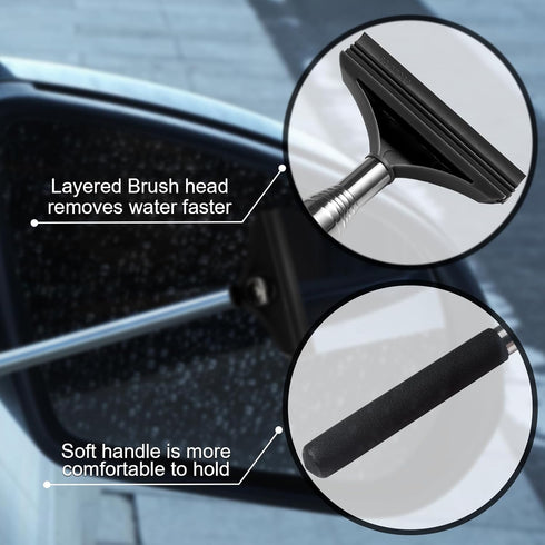 Mini Side Mirror Squeegee + Car Cleaning Brush, 2PCS Small Car Tools Kit, Car Essentials for Women Men Teens, New Car Must Haves Things, Car Truck...