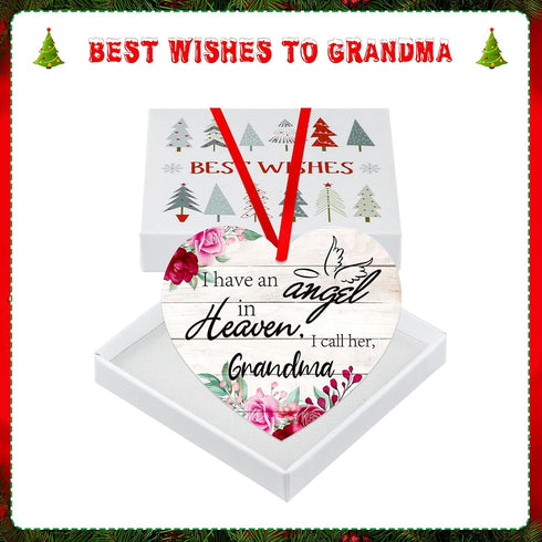 SICOHOME Memorial Christmas Ornament, I Have an Angel in Heaven, 2.7" x 3" Sympathy Gift for Loss of Grandma, In Loving Memory of Grandma...