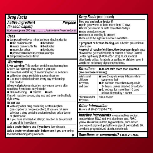 Amazon Basic Care Rapid Release Acetaminophen Caplets 500 mg, Extra Strength Pain Reliever and Fever Reducer, 400 Count...