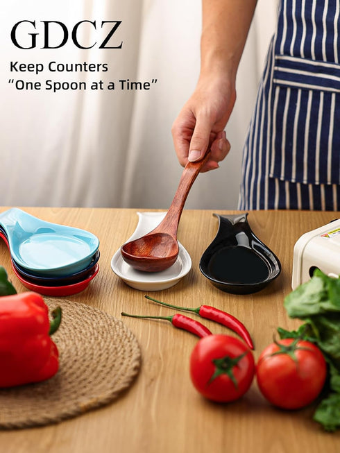 GDCZ Porcelain Spoon Rest - Large Spoon Holder Utensil Rest for Kitchen Counter Stove Top, Navy...