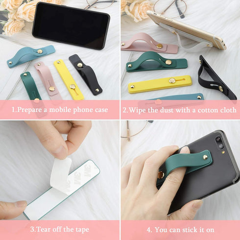 Weewooday 6 Pieces Phone Grip Holder Cell Phone Grip Strap Telescopic Finger Strap Stand Universal Finger Kickstand for Most Smartphones(Chic Colo...