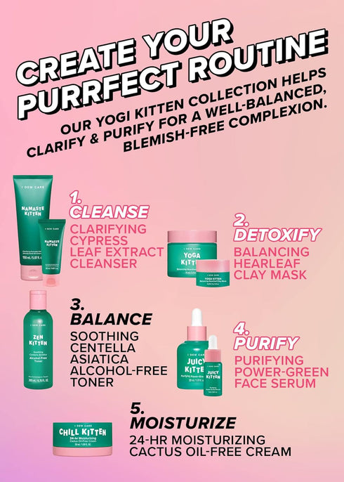 I Dew Care Skincare Set - Kitten My Balance On | With Kaolin, Heartleaf Extract, Foam Cleanser, Wash-off Mask, Serum For Blemish Skin, Gift, Trave...