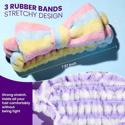 YGDZ Spa Headband for Washing Face, Skincare Headband, Makeup Headband, Fluffy Bow Headbands for Skincare, Face Head Band Set for Women Girl...