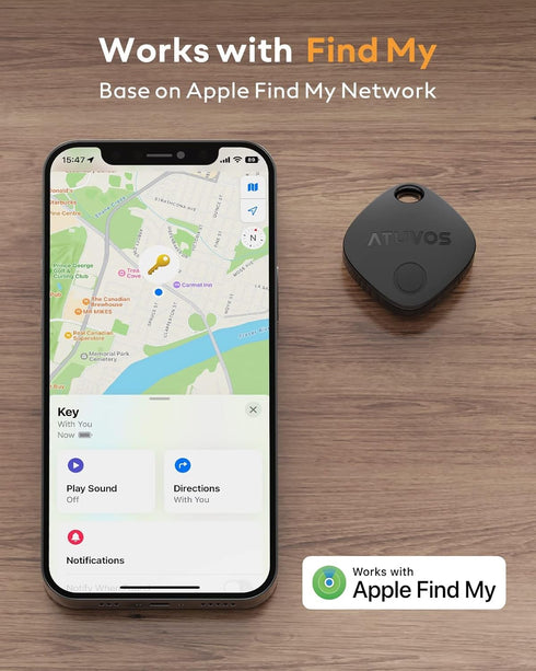 ATUVOS Smart Bluetooth Air Tracker 1 Pack, Keys Finder Works with Apple Find My (iOS only), Item Locator for Keys, Wallets, Bags, Luggage, Suitcas...