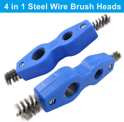 1 Pcs 4-in-1 Copper Tubing Brush Copper Pipe Cleaner Tool Steel Bristles Deburring Brush Cleans Inside and Outside Wire Brush for Plumbing Install...