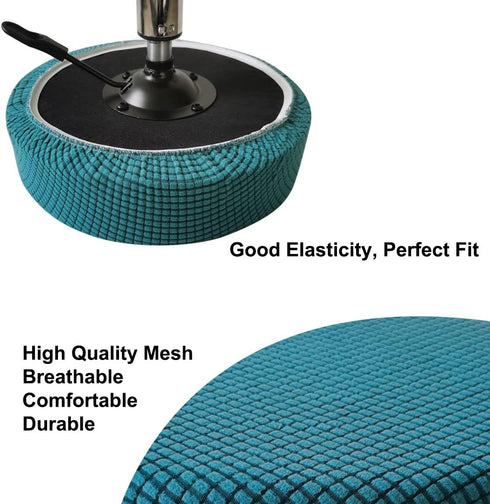 Round Stool Cover 12-16 Inch Round Bar Stool Covers, Luxurious Fabric Stretchable, Washable Dustproof Soft and Durable (2Pcs Peacock Blue)...