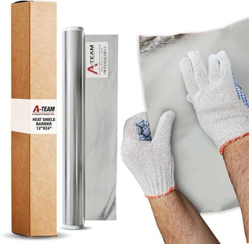 A-Team Performance, 13575 Adhesive Backed Aluminized Fiberglass Heat Shield Barrier Up To 2000 Degrees Fahrenheit Multi-Purpose, Compatible with F...