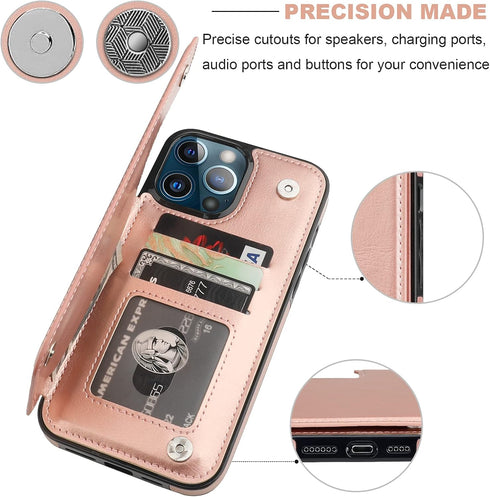 ONETOP Compatible with iPhone 13 Pro Max Wallet Case with Card Holder,PU Leather Kickstand Card Slots Case, Double Magnetic Clasp and Durable Shoc...