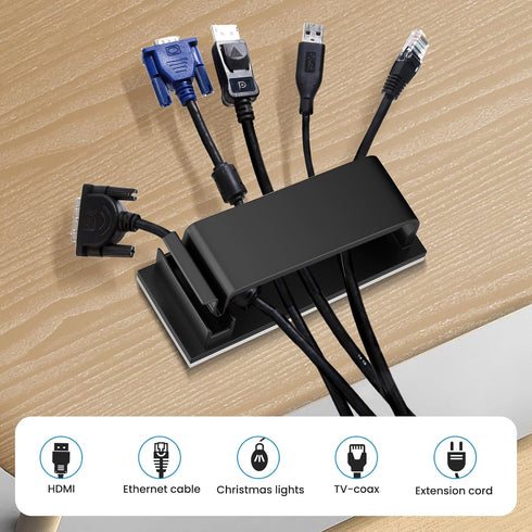 Adhesive Cable Management Clip (20Pcs Black)?Cord Management Under Desk? Wire Organizer for TV PC Ethernet HDMI Extension Cord Power Plug...