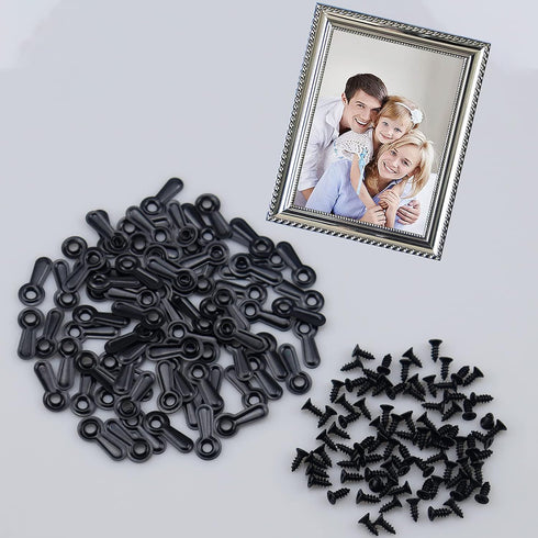 Picture Frame Turn Button Fasteners Set - 100 Pieces Picture Frame Hardware Backing Clips Photo Frame Hardware Clips with 100 Pieces Screws for Cr...