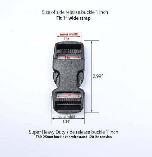 Quick Side Release Buckles 1 Inch Super Heavy Duty Plastic Snap Clips Clasps 25mm Backpack Strap Replacement Buckle 2 Sets Dual Adjustable Durafle...