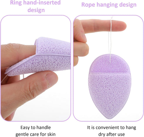 2 PCS Facial Sponge Konjac Glove Bath Sponge Gentle Exfoliating Pads Wash Reusable Puff for Daily Face Deep Pore Cleansing Blackheads Dead Skin, M...