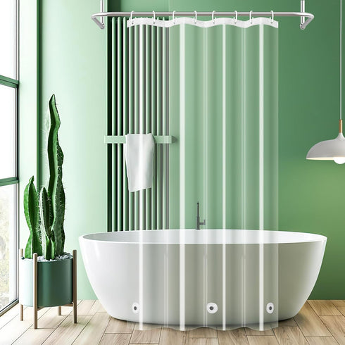 UFRIDAY Stall Clear Shower Curtain Liner 48 x 72 inches,Heavy Duty Liner Waterproof Transparent Shower Curtain for Bathroom PEVA with 3 Magnets Bo...