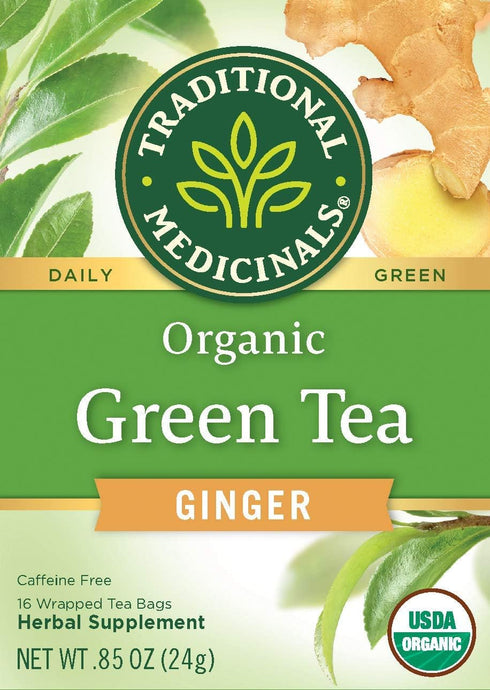 Traditional Medicinals Organic Green Tea Ginger Herbal Tea, Promotes Healthy Digestion, (Pack of 1) - 16 Tea Bags...