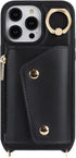 for iPhone 12 Pro Max Case with Card Holder and Strap - Zipper Pocket,Crossbody Lanyard Strap,Credit Card Holder,Stand Ring,Cute Phone Wallet Case...