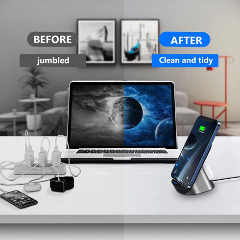 Wireless Charger, 2 in 1 15W Dual Fast Wireless Charging Stand Station for AirPods 2/Pro, iPhone 15/15 Plus/15 Pro Max/14/13/12 Pro Max/11/SE/XS/X...