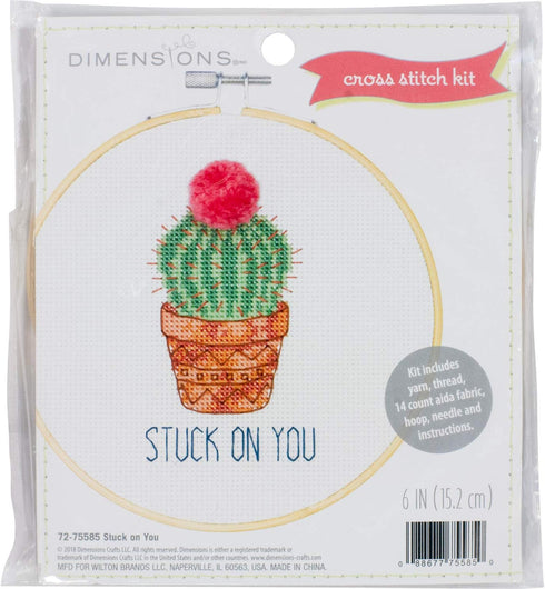 Dimensions Arts and Crafts Stuck on You Counted Cross Stitch Kit for Beginners, 6''D...