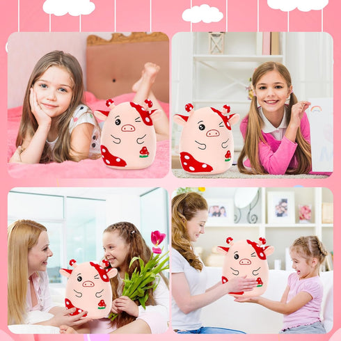Mushroom Cow Stuffed Animal Toys Cute Mushroom Cow Plush Pillow Soft Cow Stuffed Animal Plush for Kids Teens Adults Birthday Gift Mushroom Cow Plu...