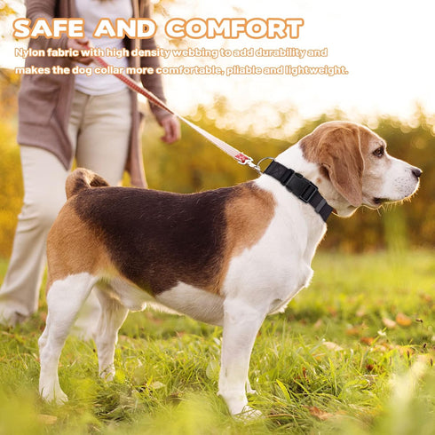 PuppyDoggy Adjustable Dog Collar Black Nylon Dog Collar Martingale Collar for Dogs with Quick Release Buckle Classic Pet Collar for Small Medium L...