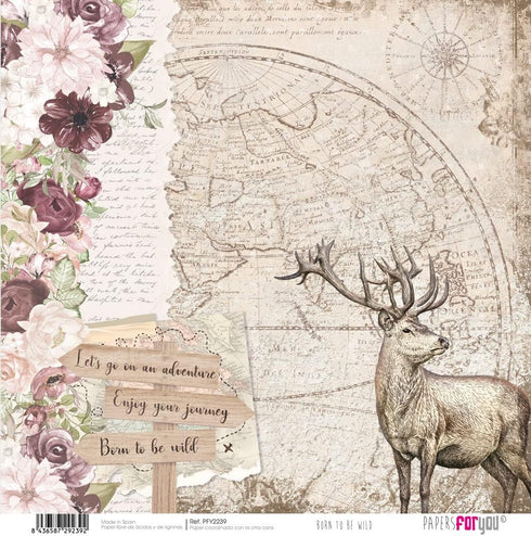 Papers For You - Scrapbooking and Craft Paper Kit | "Born To Be Wild" Collection | Includes 12 Double Sided Papers with Different Designs | Size 1...