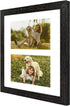Golden State Art, 8x10 Distressed Black Collage Picture Frame - White Mat for (2) 4x6 Pictures - Wood Molding - Easel Stand for Tabletop - D-Rings...
