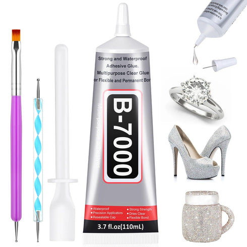 B7000 Glue Clear for Rhinestones 110mL B-7000 Jewelry Bead Gem Glue with Precision Tip for Clothe Fabric Shoes DIY Crafts Jewelry Making Nail Art...
