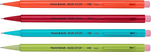 Paper Mate Non-Stop Mechanical Pencil | 0.7mm | HB #2 | Assorted Neon Barrel Colours | 4 Count...