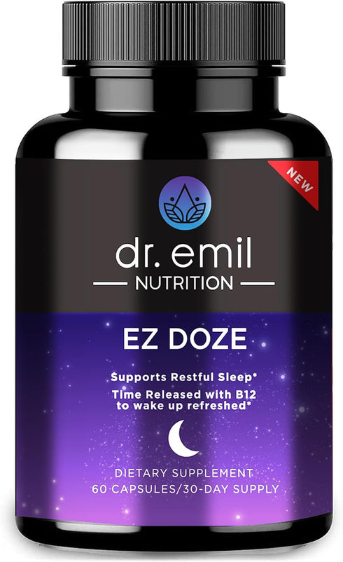 DR. EMIL NUTRITION EZ Doze Melatonin-Free Natural Sleep Aid with L-Theanine, GABA & 5HTP - Extra Strength Sleeping Pills for Adults - Safe and Non...