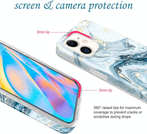 JIAXIUFEN Gold Sparkle Glitter Case Compatible with iPhone 12 mini Marble Design Slim Shockproof TPU Soft Rubber Silicone Cover Phone Case 5.4 inc...
