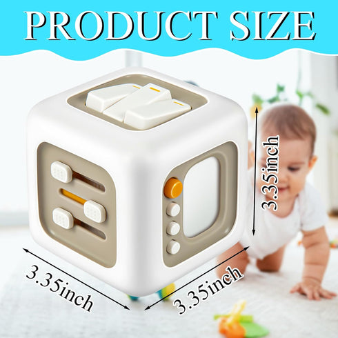 Ponpon Busy Cube for Toddlers, 6 in 1 Activity Cube for Children, Travel Toys for Toddlers for Fine Motor Skill Learning, Educational Birthday Gif...