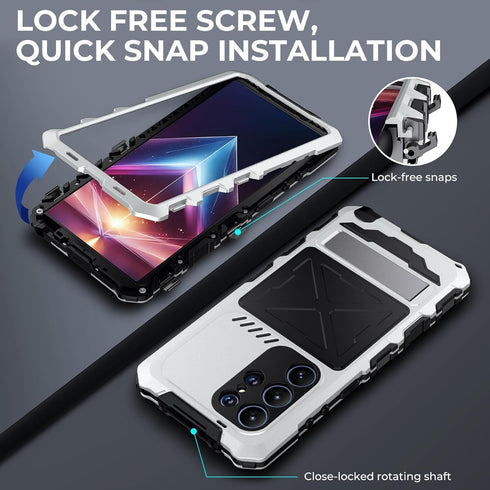 for Samsung Galaxy s24 Ultra Case Heavy Duty Metal Aluminium Bumper Built in Screen Protector Lens Military Grade Rubber Hard Durable Phone Cases ...