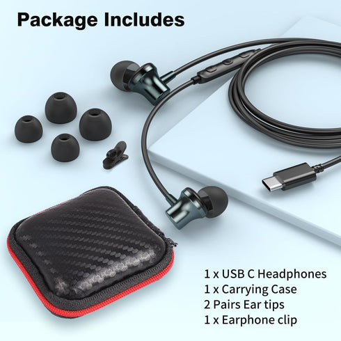 USB C Headphone with Microphone Wired Earbuds for iPhone 15 Pro Galaxy Z Flip Fold 6 A35 S23 Ultra Magnetic in-Ear Noise Canceling Type C Earphone...