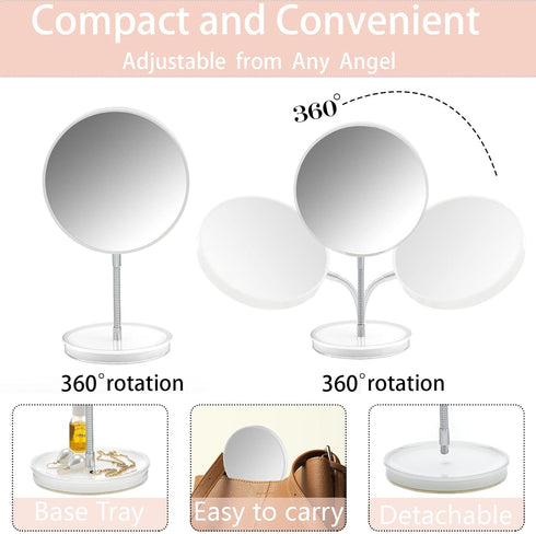 1x/7x Magnifying Makeup Mirror with Stand, Magnified 6" Double Sided Desk Table Mirror?360° Rotation Tabletop Cosmetic Mirror for Traveling,Shavin...