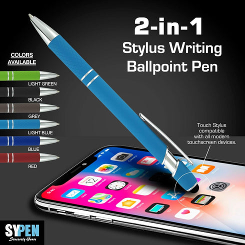 2-in-1 Stylus Ballpoint Pen for Touch Screens - Compatible with Ipad, iPhone, Android - Universal Pens for Tablet - Multi-Use Ballpoint Tip Pens, ...