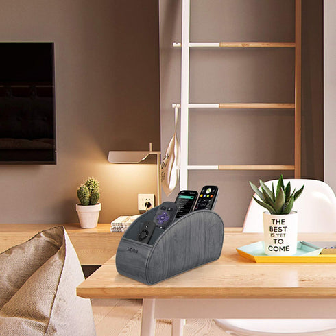 SITHON Remote Control Holder with 5 Compartments - PU Leather Remote Caddy Desktop Organizer Store TV, DVD, Blu-Ray, Media Player, Heater Controll...