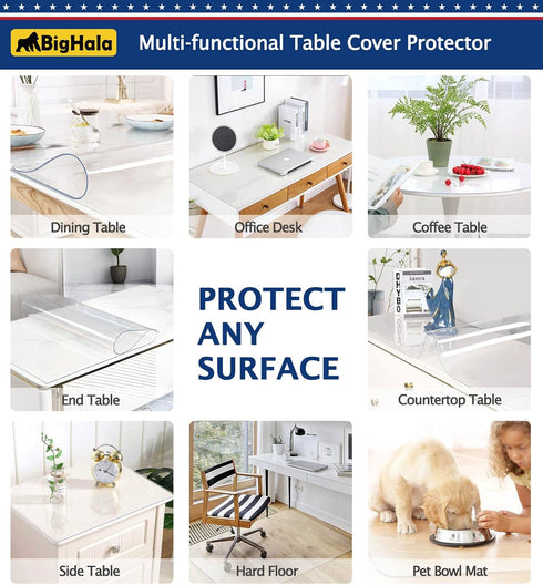 Clear Plastic Desk Mat Office Table Top Protector PVC Tablecloth Cover Waterproof Cloths Wipeable Furniture Topper Pad for Dining Computer Desktop...
