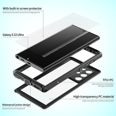 Designed for Samsung Galaxy S22 Ultra Waterproof Case, Waterproof with Built-in Screen Protector Full Body IP68 Underwater Protective Case Heavy D...