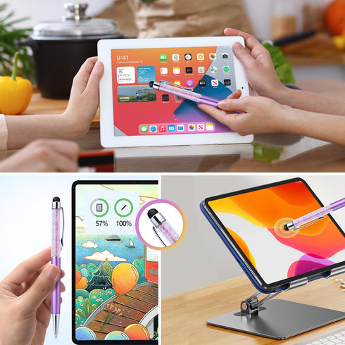 Stylus Pens for Touch Screens, OKRAY 6 Pack Ballpoint Pen with Stylus Tip Black Ink Stylus Pen Compatible with iPad/Tablet, E-Book Reader, iPhone,...