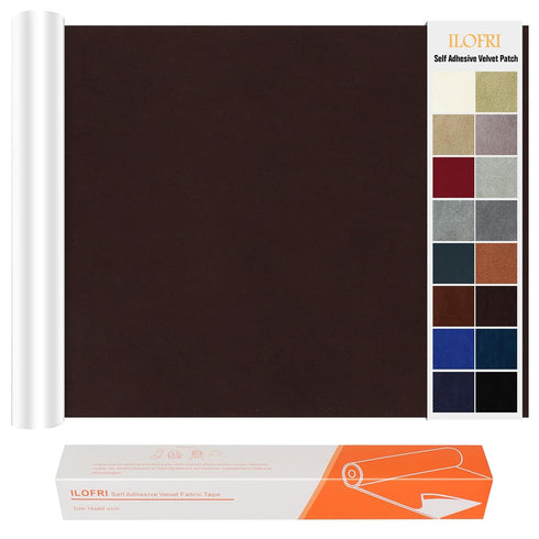 ILOFRI Velvet Fabric Patches Tape Self Adhesive 16x60 inch, Durable Flannel Fabric Couch Repair Kits for Upholstery, Furniture, Sofa, Car Seats, O...