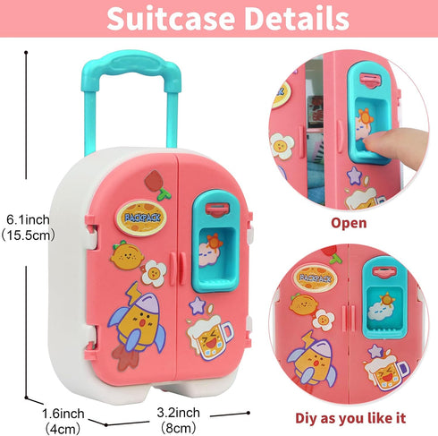UNICORN ELEMENT 16 Pcs Doll Clothes and Accessories for 11.5 Inch Girl Dolls, Fashion Travel Suitcase Set Including Blue Jean Skirts, Bags, Food M...