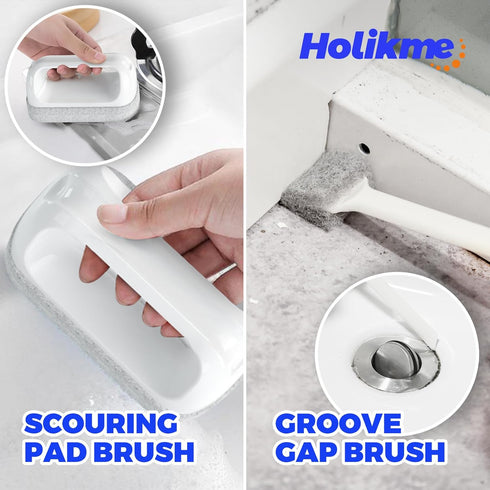Holikme 7 Pack Dish Cleaning Brush & Pad Set, Dish Scouring Pad for Cleaning, Scouring Pad & Kitchen Scrub Brush & Bendable Clean Brush & Groove G...
